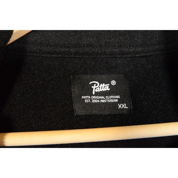Patta Polartec Fleece Jacket Mens 2XL Black 1/2 Zip Pullover Side Zips Outdoor